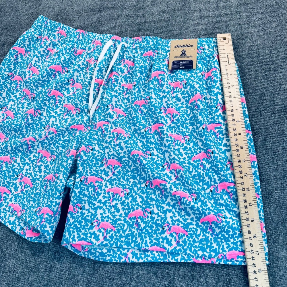 Chubbies Mens 2XL 5.5" Mesh Lined Domingos Are For Flamingos Swim Trunks Blue - Picture 11 of 14